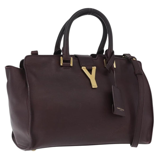 Saint Laurent Classic Y Cabas Leather, Purple, Leather, Tote Bag