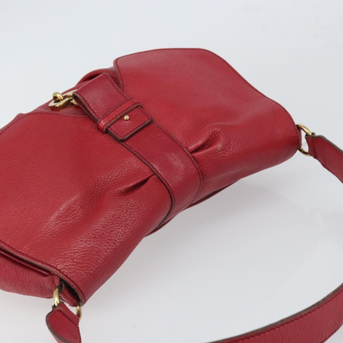Salvatore Ferragamo Gancini Leather, Red, Leather, Shoulder Bag