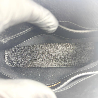 Balenciaga Logo Ville Leather, Black, Leather, Handbag