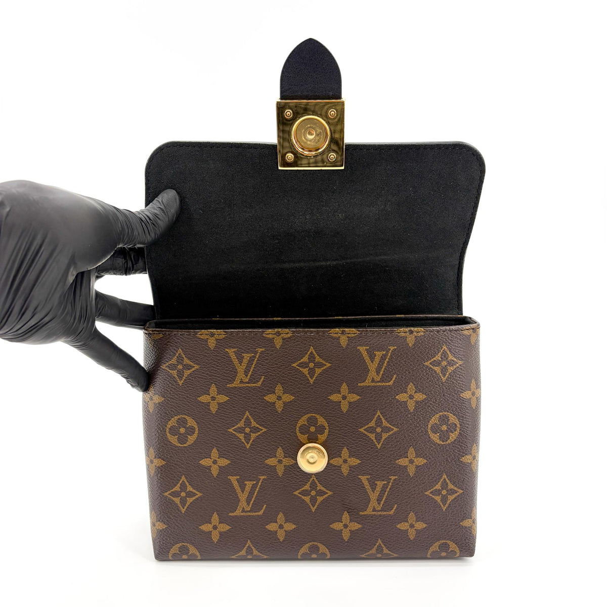 Louis Vuitton Locky Monogram Canvas with Leather, Black, Canvas, Handbag