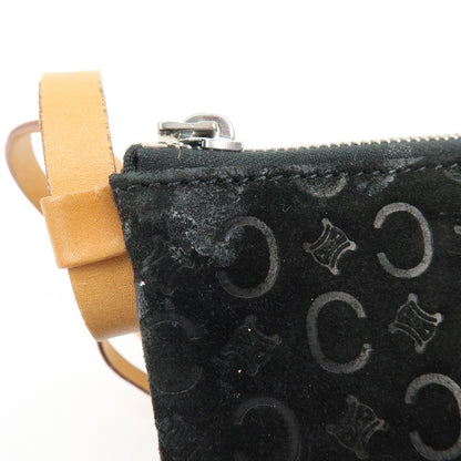 Celine C Macadam Shoulder Suede, Black, Suede, Handbag