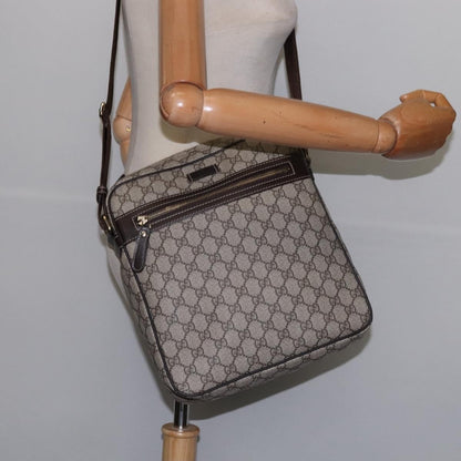 Gucci Front Zip Messenger GG Coated Canvas, Beige, Canvas, Crossbody Bag
