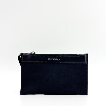 Balenciaga Navy Cabas Canvas with Leather, Black, Canvas, Tote Bag