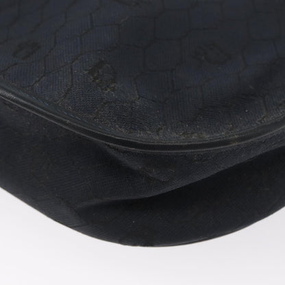 Christian Dior Vintage Honeycomb Flap Canvas and Leather, Black, Canvas, Shoulder Bag