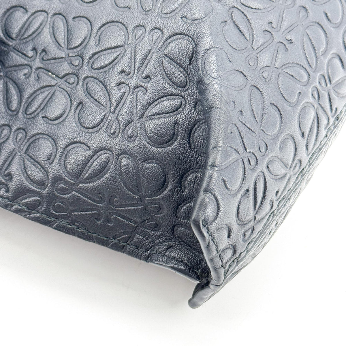 Loewe T Pouch Anagram Embossed Patent, Black, Leather, Clutch