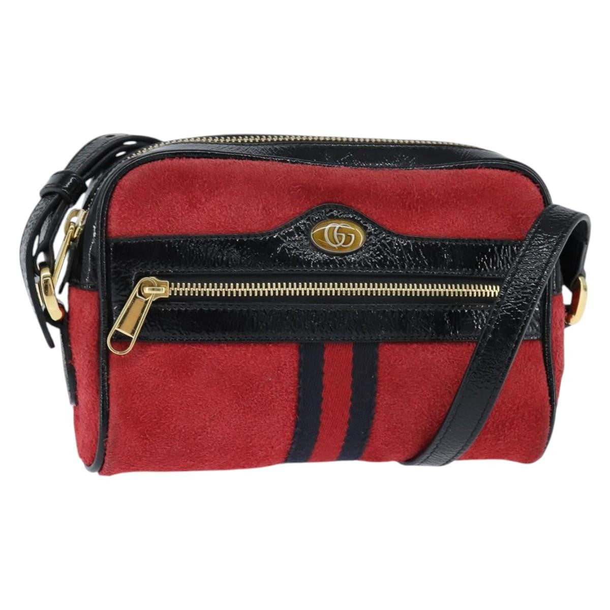 Gucci Ophidia Suede, Red, Suede, Shoulder Bag