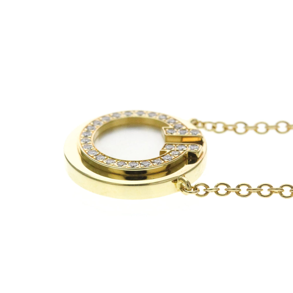 Tiffany & Co. T Circle Pendant 18K Yellow Gold with Diamonds and Mother of Pearl, Gold, Yellow Gold, Necklace