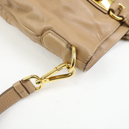 Prada Convertible Shopper Soft Calf, Brown, Leather, Tote Bag