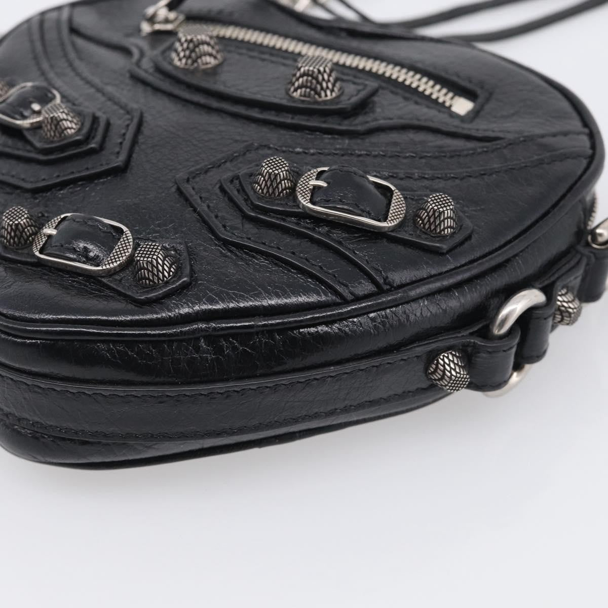 Balenciaga Le Cagole Giant Studs Heart Chain Leather, Black, Leather, Handbag