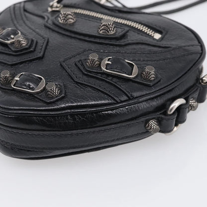 Balenciaga Le Cagole Giant Studs Heart Chain Leather, Black, Leather, Handbag