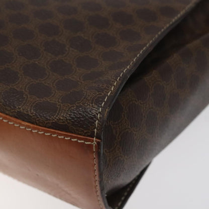 Celine Vintage Macadam Circle Logo Canvas and Leather, Brown, Canvas, Shoulder Bag