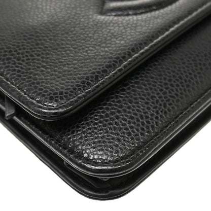 Chanel Wallet on Chain Caviar, Black, Leather, Clutch