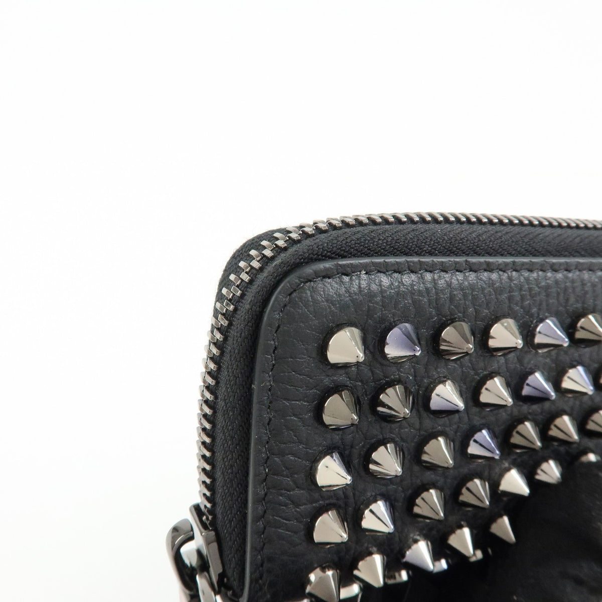 Christian Louboutin Panettone Coin Purse Spiked Leather, Black, Leather, Wallet
