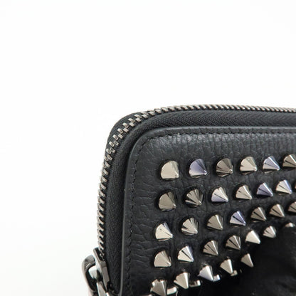 Christian Louboutin Panettone Coin Purse Spiked Leather, Black, Leather, Wallet