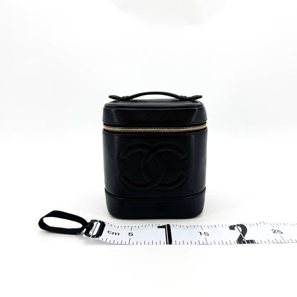 Chanel Vintage Timeless Cosmetic Case Caviar, Black, Leather, Clutch