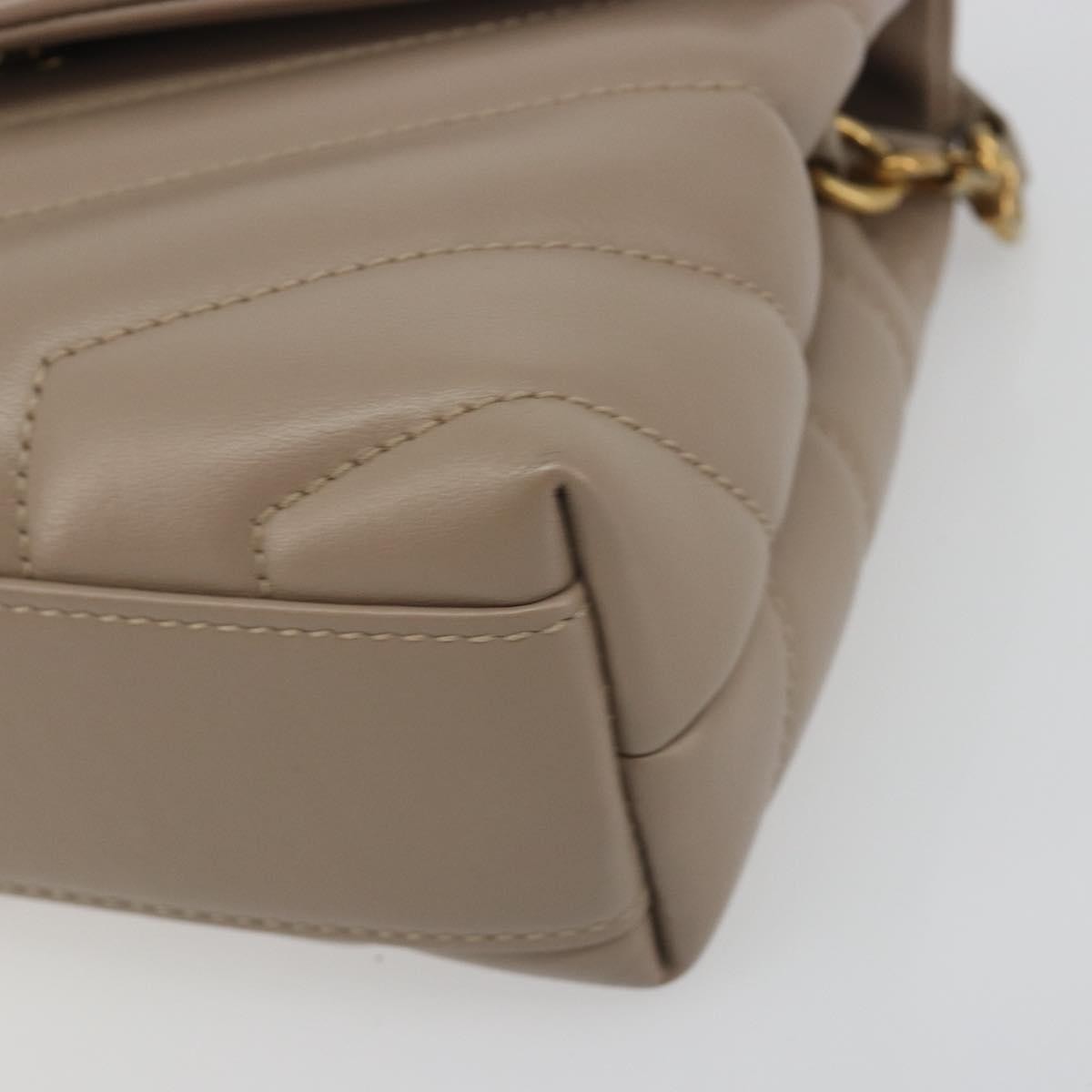 Saint Laurent Loulou Puffer Quilted Leather, Beige, Leather, Shoulder Bag