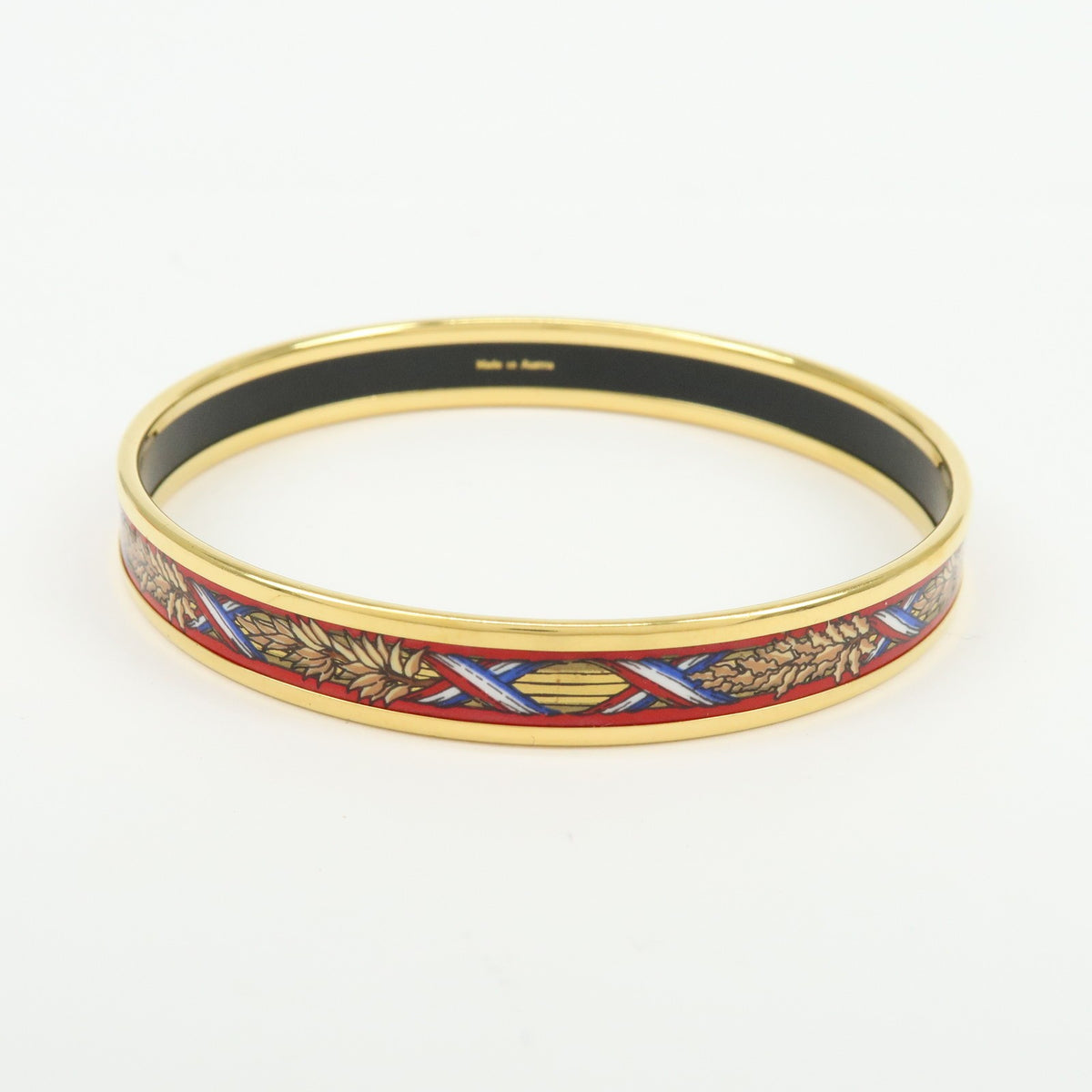 Hermes Bangle Printed Enamel, Gold, Gold Plated, Bracelet