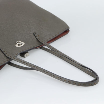 Fendi Selleria Carla Leather, Gray, Leather, Tote Bag