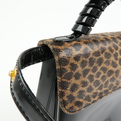 Loewe Vintage Velazquez Top Handle Leather, Black, Patent Leather, Handbag