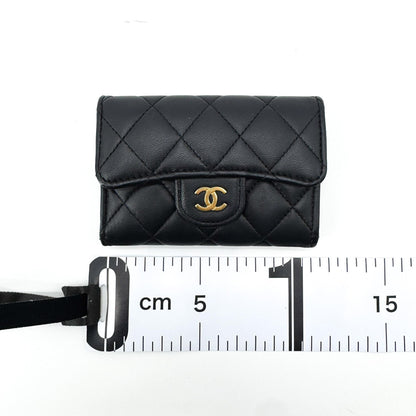 Chanel Classic Flap Card Holder Quilted Caviar, Black, Leather, Card Holder