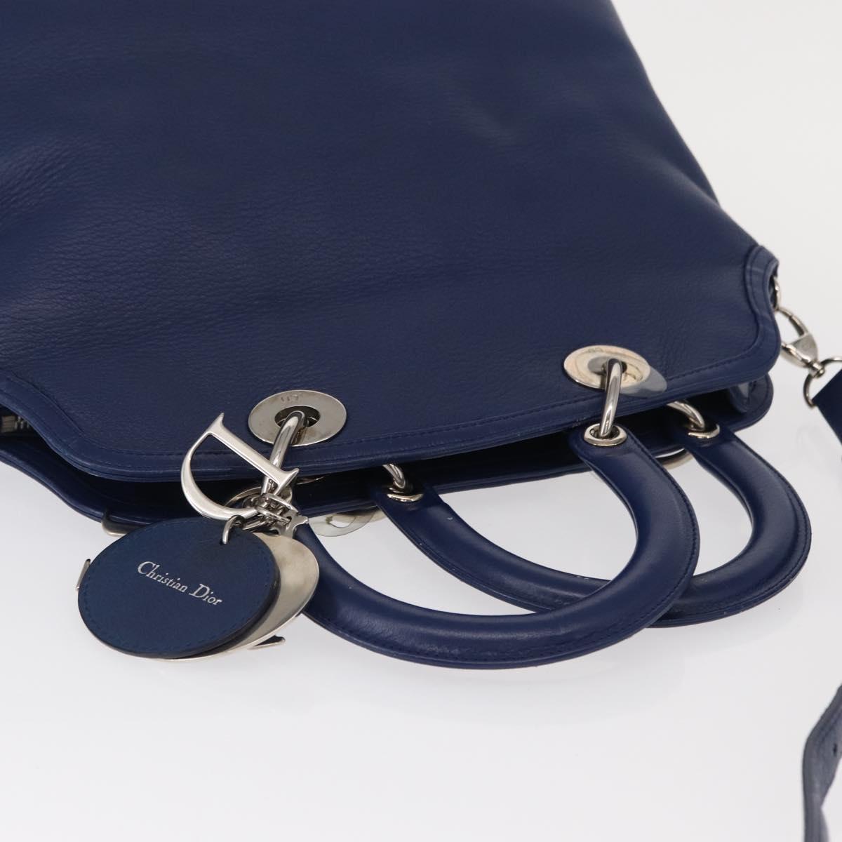 Christian Dior Granville Satchel Leather, BLUE, LEATHER, Handbag