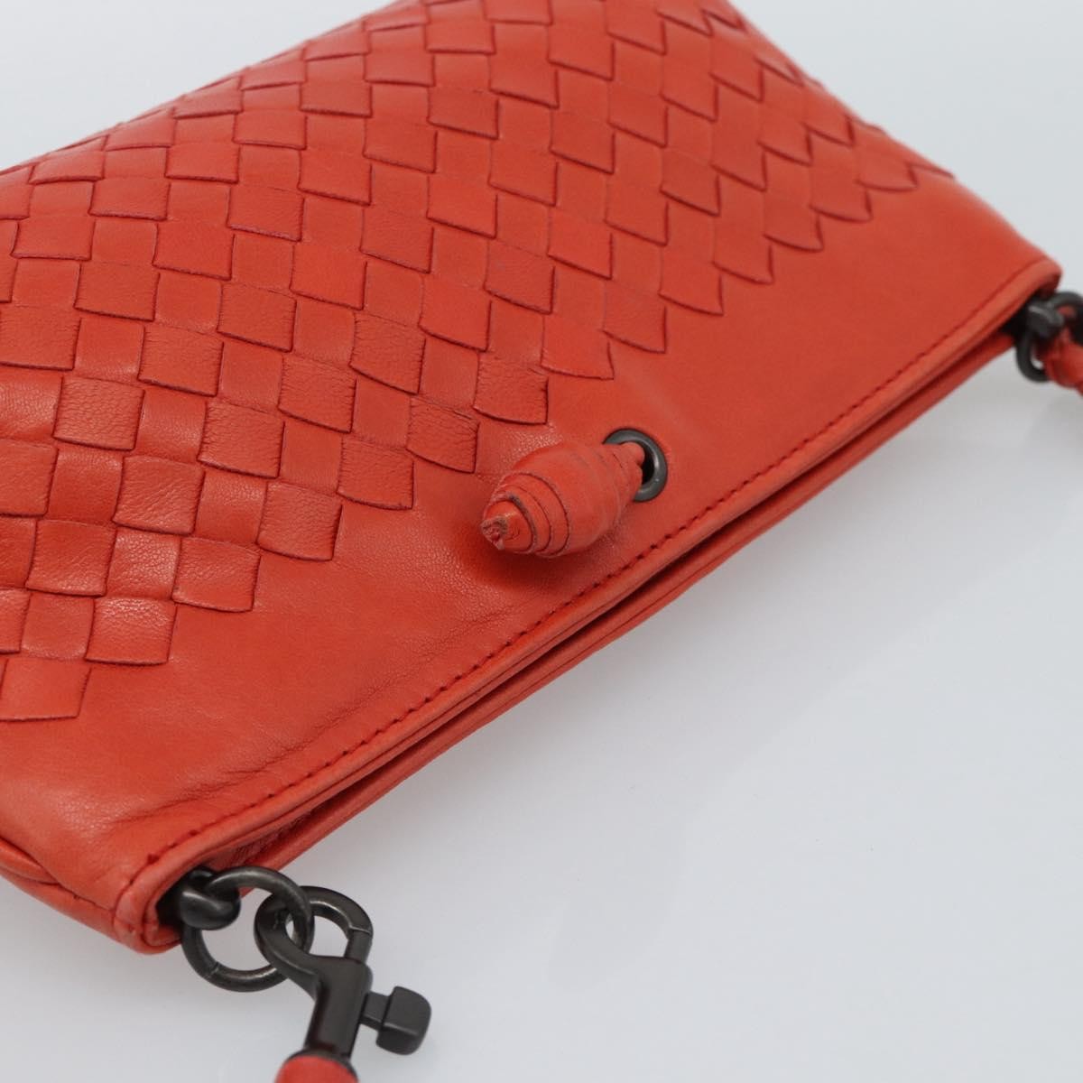 Bottega Veneta Zip Clutch Leather with Intrecciato Snakeskin Detail, Red, Leather, Clutch
