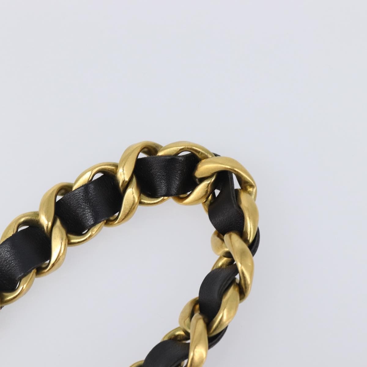 Chanel Vintage Chain Belt Metal and Leather, Black, Leather, Belt