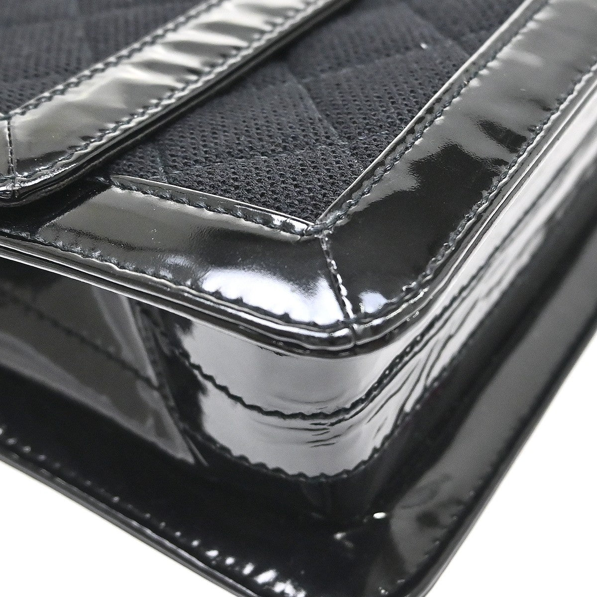 Chanel Reissue Flap Quilted Jersey with Patent, Black, Canvas, Shoulder Bag