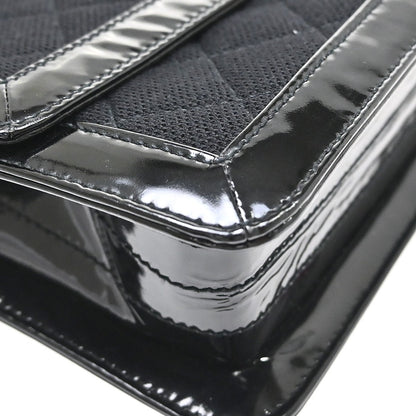 Chanel Reissue Flap Quilted Jersey with Patent, Black, Canvas, Shoulder Bag