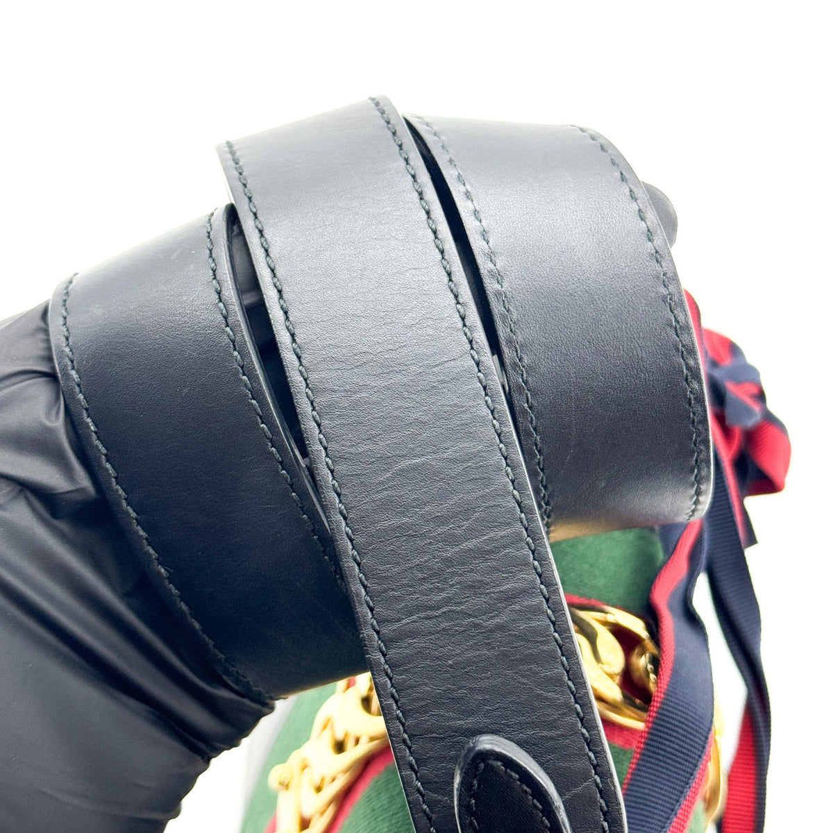 Gucci Sylvie Chain Leather, Black, Leather, Shoulder Bag