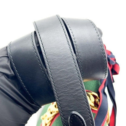 Gucci Sylvie Chain Leather, Black, Leather, Shoulder Bag