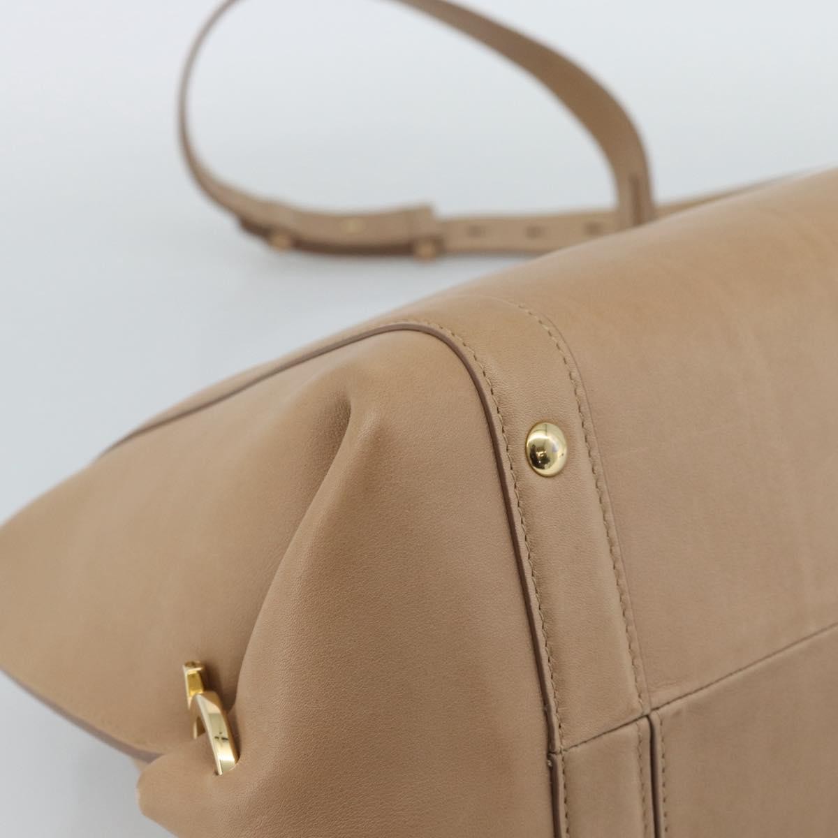 Salvatore Ferragamo Sofia Rainbow Saddle Leather, Beige, Leather, Handbag