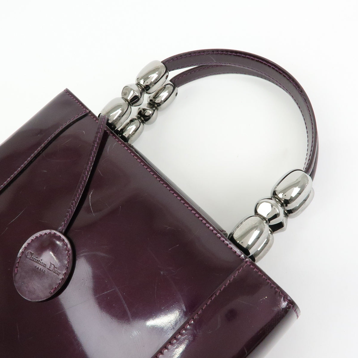Christian Dior Handbag Leather, Purple, Patent Leather, Handbag
