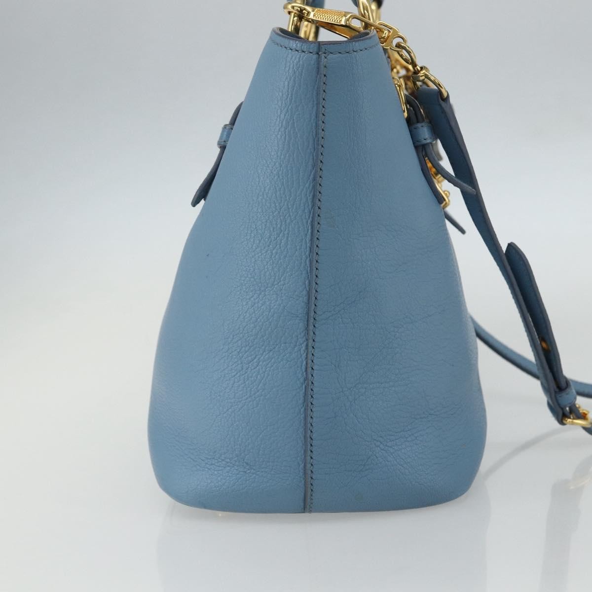 Miu Miu Madras Convertible Lock Leather, Blue, Leather, Tote Bag