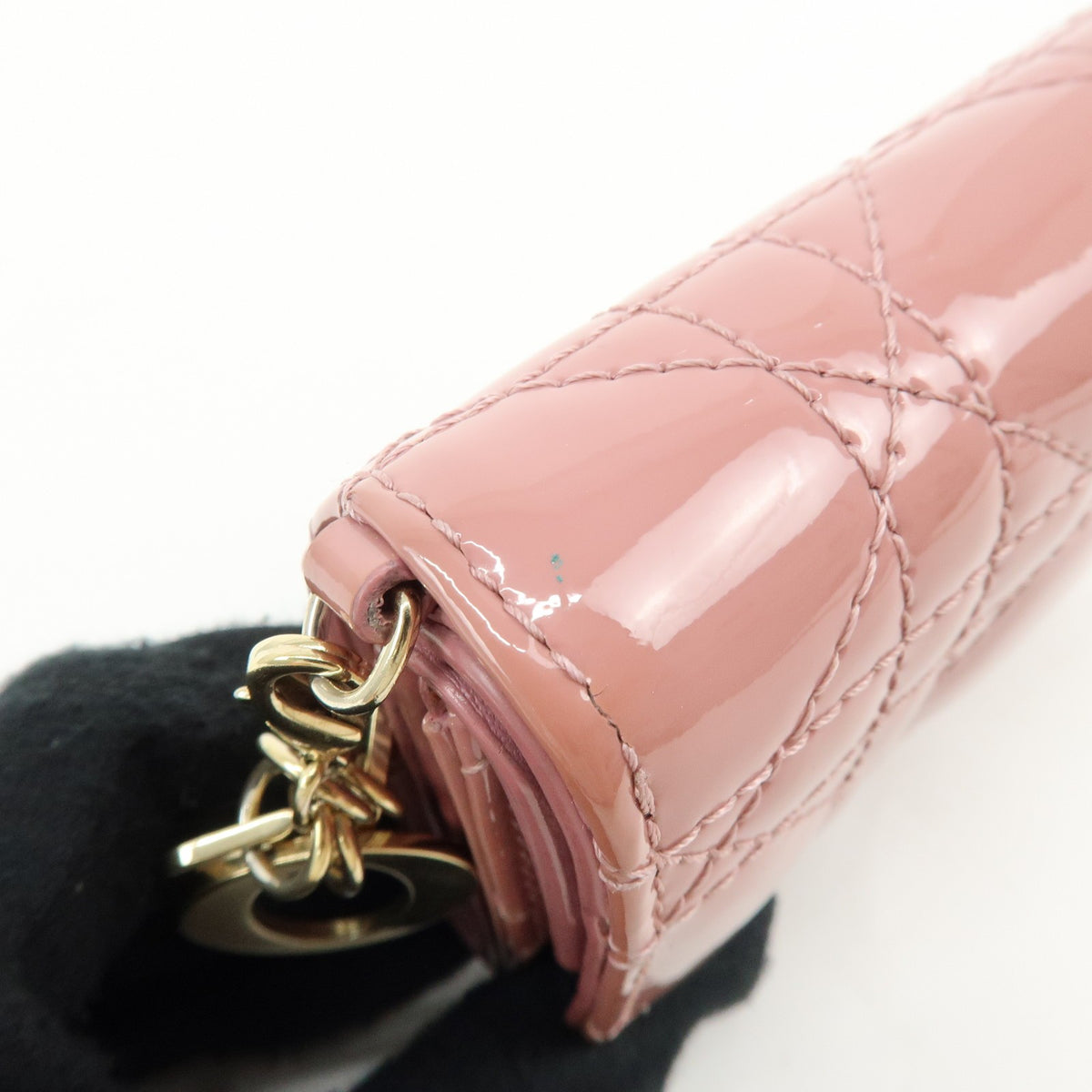 Christian Dior Lady Dior Cannage Quilt Leather, Pink, Patent Leather, Wallet