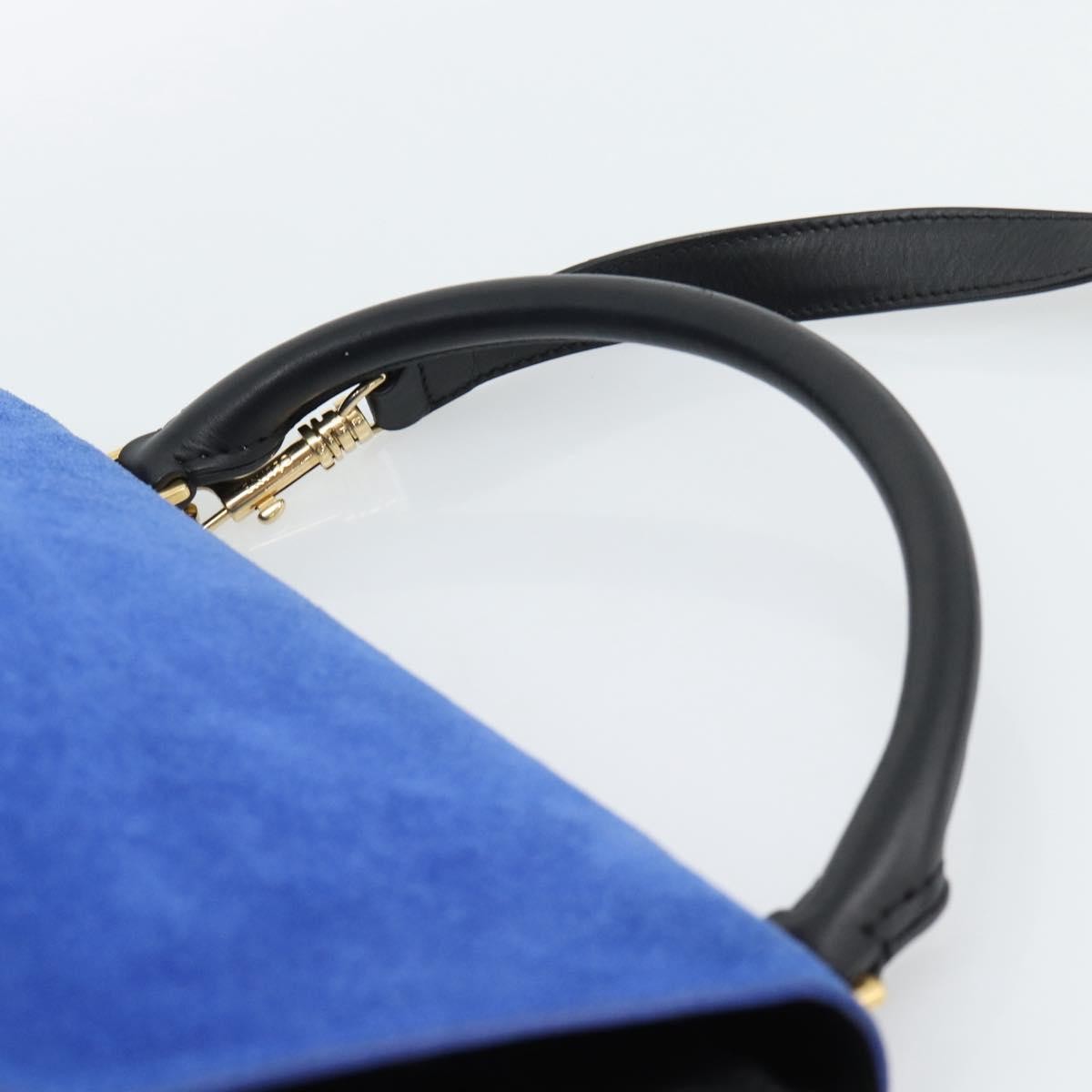 Celine Trapeze Leather with Suede, Blue, Leather, Handbag
