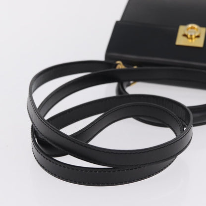 Celine Vintage Logo Top Handle Leather, Black, Leather, Handbag