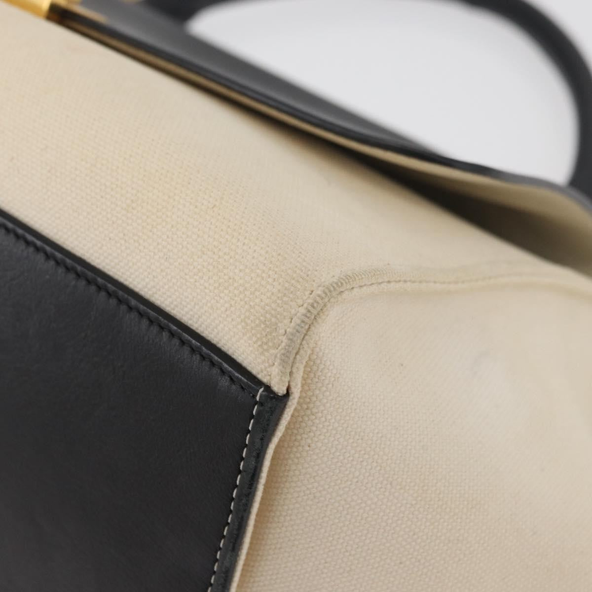 Celine Trapeze Leather with Canvas, Beige, Canvas, Handbag