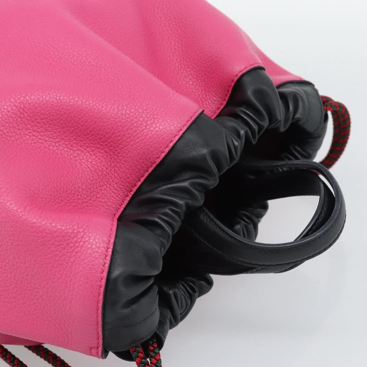 Gucci Logo Drawstring Printed Leather, Pink, Leather, Backpack
