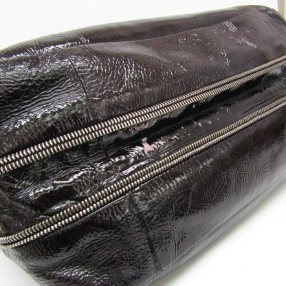 Prada Convertible Zippers Vernice Sfumata, Brown, Patent Leather, Tote Bag