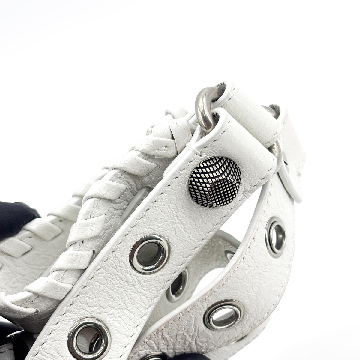 Balenciaga Le Cagole Giant Spikes Leather, White, Leather, Shoulder Bag
