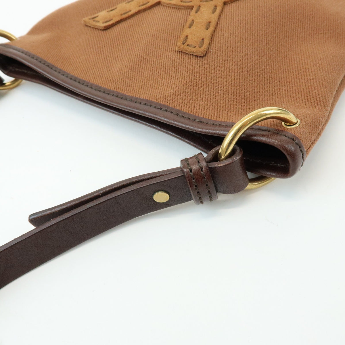 Saint Laurent Kahara Cassandra Canvas, Brown, Canvas, Shoulder Bag