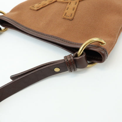 Saint Laurent Kahara Cassandra Canvas, Brown, Canvas, Shoulder Bag