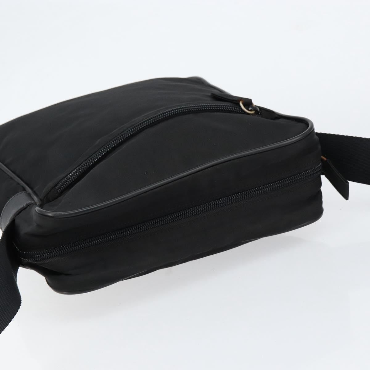 Prada Zip Messenger Tessuto with Leather, Black, Nylon, Handbag