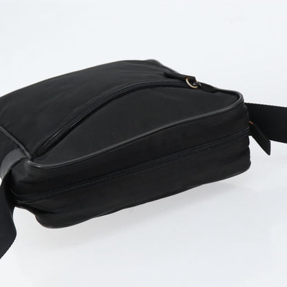 Prada Zip Messenger Tessuto with Leather, Black, Nylon, Handbag