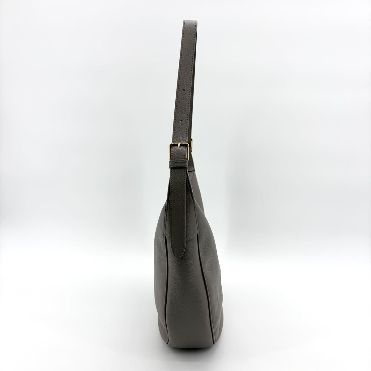 Celine Heloise Triomphe Embossed Leather, Gray, Leather, Shoulder Bag