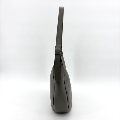 Celine Heloise Triomphe Embossed Leather, Gray, Leather, Shoulder Bag