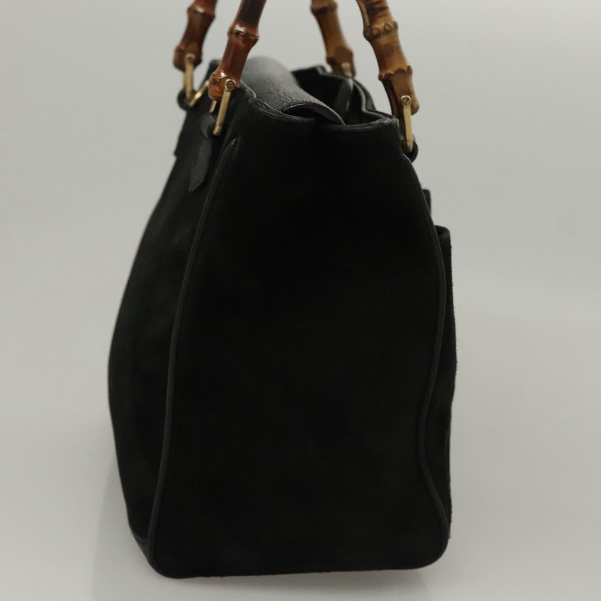 Gucci Bamboo Zip Pouch Suede, BLACK, SUEDE, Handbag