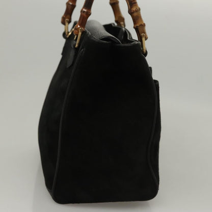 Gucci Bamboo Zip Pouch Suede, BLACK, SUEDE, Handbag