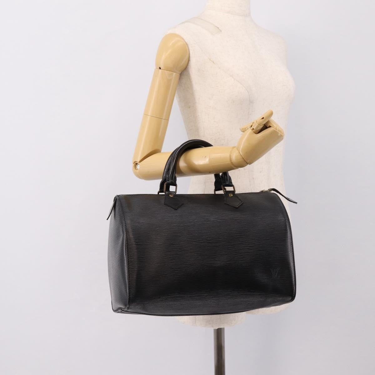 Louis Vuitton Speedy Epi, Black, Leather, Handbag